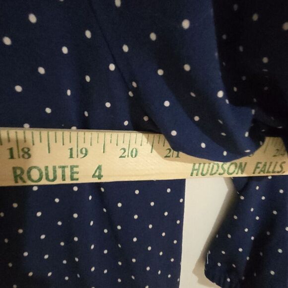 J Jill Wearever Top Womens XL Blue Polka Dot 3/4 Elastic Sleeve Rayon Nautical - Picture 7 of 15